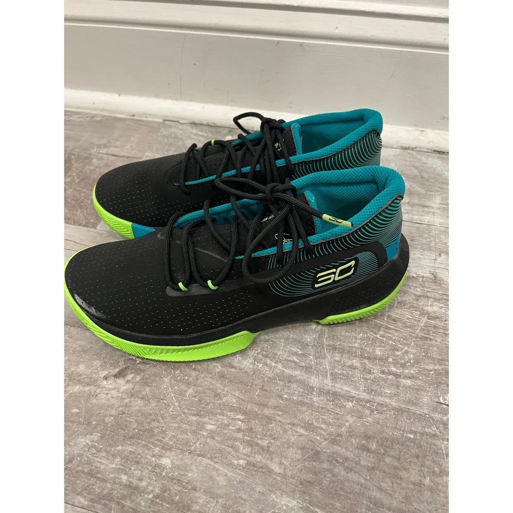 Under Armour Curry SC 3Zero III Basketball Shoes Youth US Mens 7 Black Green